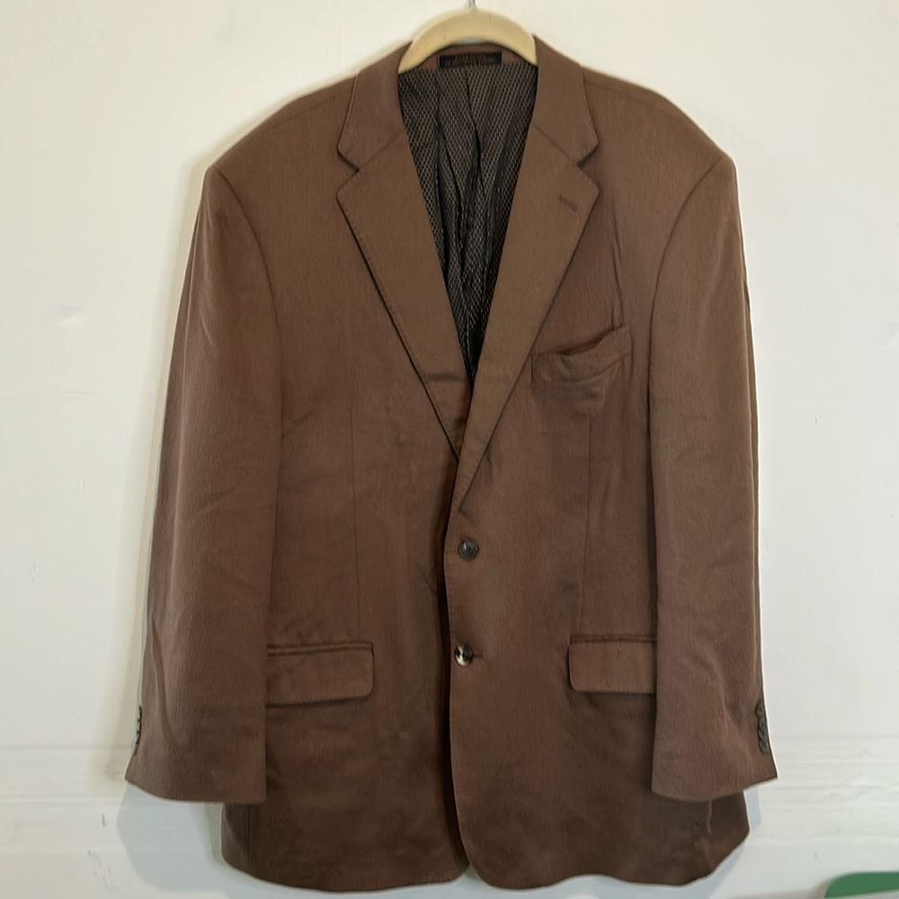 Men’s Tollegno brown 100% Italian Cashmere sport coat blazer size 46R